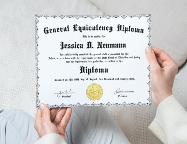 Woman is proudly Holding Homeschool Certificate