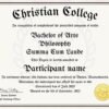 Christian College Diploma Certificate