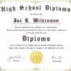 White High School Diploma Template with Brown Text
