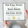 High School Achievement Certificate Sample Held by Woman