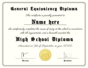 GED Diploma Template