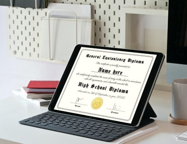 A sample certificate of appreciation on a black iPad.