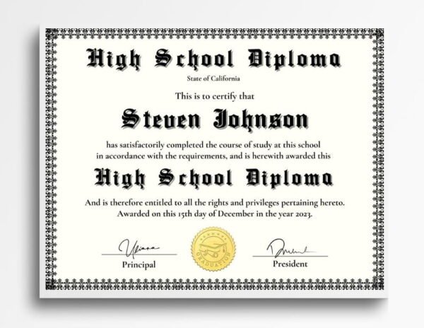 Sample Certificate of Recognition displayed in white frame on wall