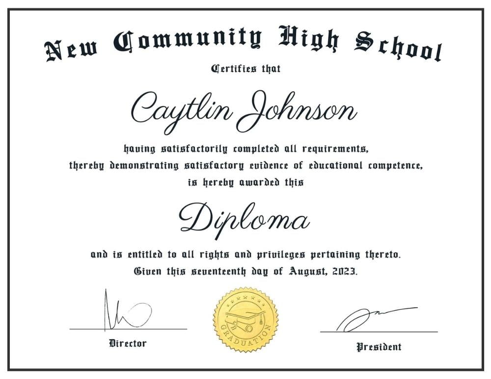 High School Diploma Copy | Instant download