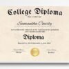 A prestigious college diploma template with a gold seal, elegantly showcased on the wall in a frame, symbolizing academic achievements.