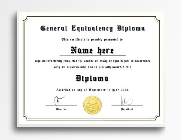 Equivalency Diploma Template Adorning Office Wall