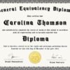 A professionally designed GED diploma template with customizable fields for recipient name, date, and signature