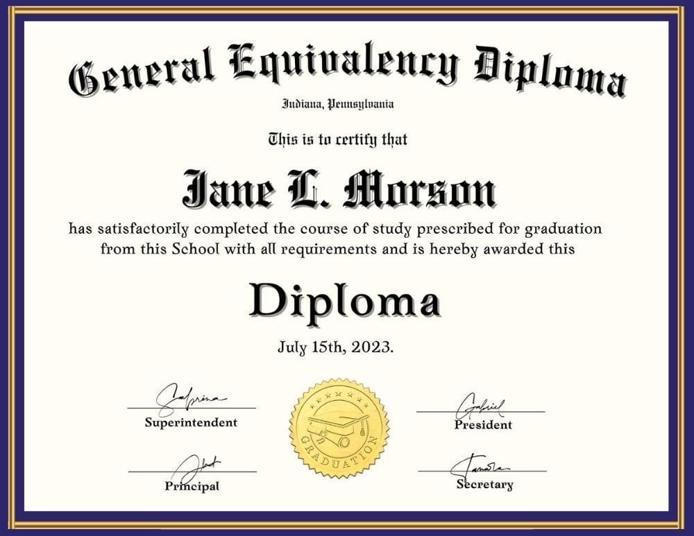 GED Diploma Template | Graduation Certificate