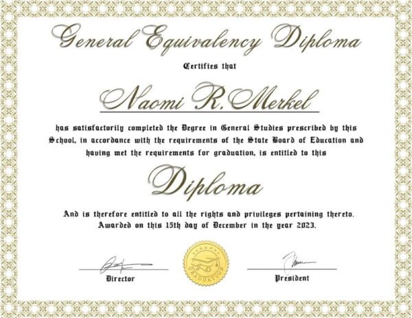 Editable GED Diploma with Gold Seal