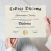 An exquisite college diploma template featuring a distinguished gold seal, ideal for commemorating academic success.