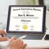 Man Editing Appreciation Certificate on iPad