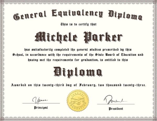 Christian Cornerstone Academy GED Diploma Template