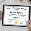 Custom GED Diploma is being Editing on iPad by a pen with a pen.