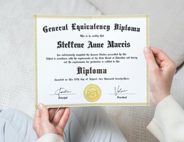 Woman Holding Editable Gift Certificate Template in Living Room