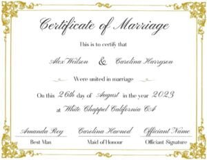 Marriage Certificate Template