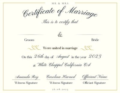 A beautifully designed marriage certificate.
