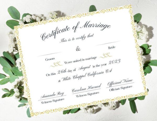 Discover a Marriage Certificate Online on Green Leaves