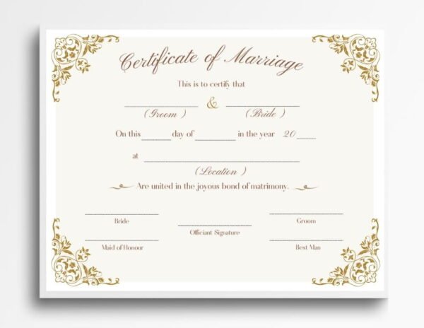 View Marriage Certificate Online Displayed in White Frame and Hang on a White Wall in the Living Room
