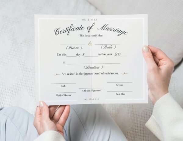 A beautiful blank certificate of marriage, ready for customization.