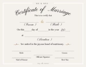 Marriage Certificate Template