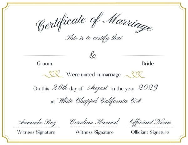 Design the perfect wedding ceremony certificate template online