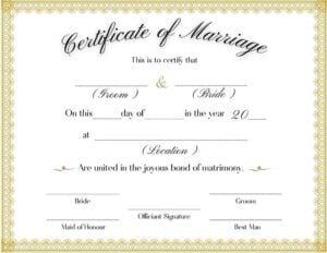 Marriage Certificate Template