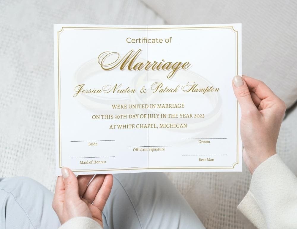 Printable Wedding Certificate