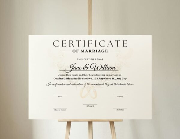 Virtual Marriage Certificate Template Personalized Wedding Decor Virtual Marriage Certificate Template Personalized Wedding Decor