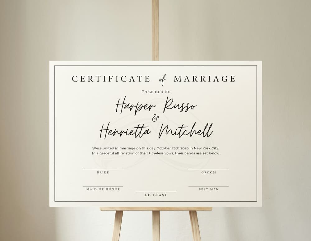 Virtual wedding certificate real looking certificate of marriage