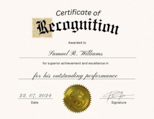 Certificate of Recognition Template