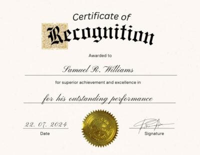 Certificate of Recognition Template
