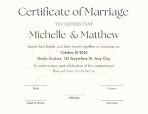 Marriage Certificate Template