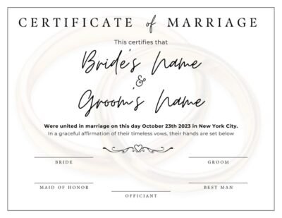 Marriage Certificate Template