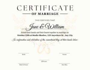 Marriage Certificate Template