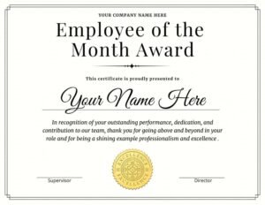 Employee of the Month Certificate