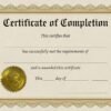 Certificate of completion in gold frame