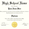 Official high school diploma printed on quality parchment paper