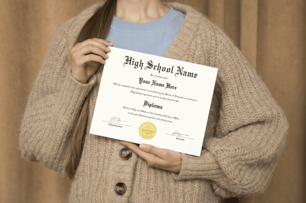 Graduate holding their general education diploma