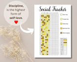 Creative bullet journal spread tracking social activities, reflecting on conversations, and promoting authentic connections.