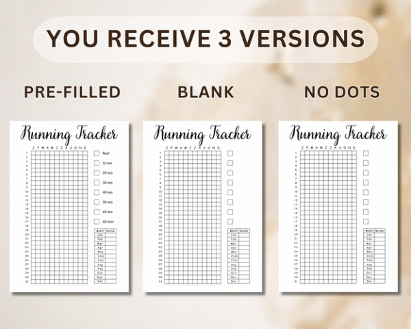 Running log with space for reflections, part of a daily journaling routine focused on fitness and well-being.