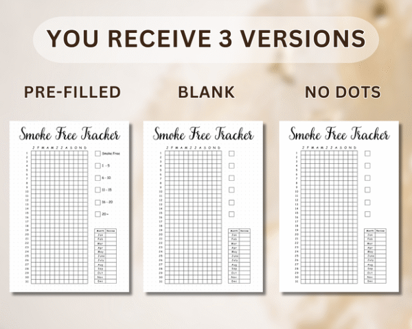 Minimalist layout used for tracking smoke-free days alongside tips to quit smoking and stay motivated.