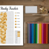 Student’s study tracking chart with motivational quotes, weekly progress bars, and goal milestones.