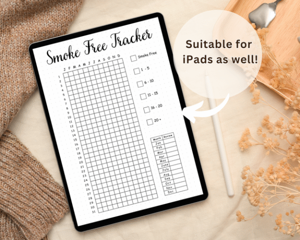 Simple habit tracker designed to help users stop smoking gradually with space for reflections and goals.