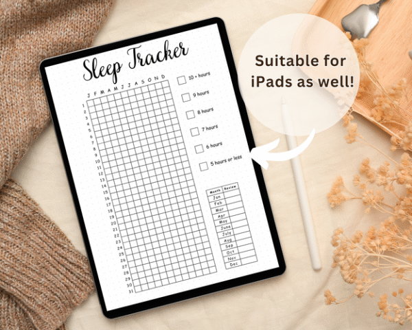 Printable journal page for tracking sleep patterns and moods as part of daily journaling and mental wellness."