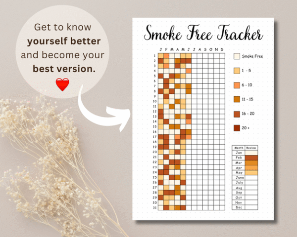 Clean and organized stop smoking tracker template paired with a daily journal for habit change support.